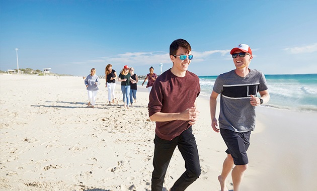 Students on Perth beach