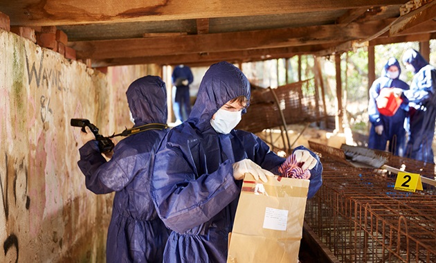 Forensic scientists at a crime scene