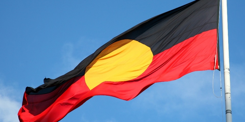 Aboriginal flag on a flag pole