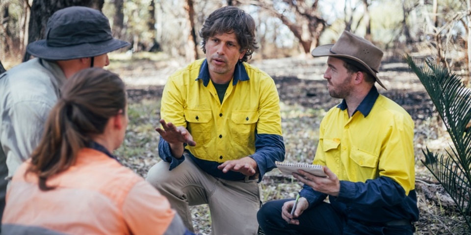 Dr Joe Fontaine in prescribed burn area