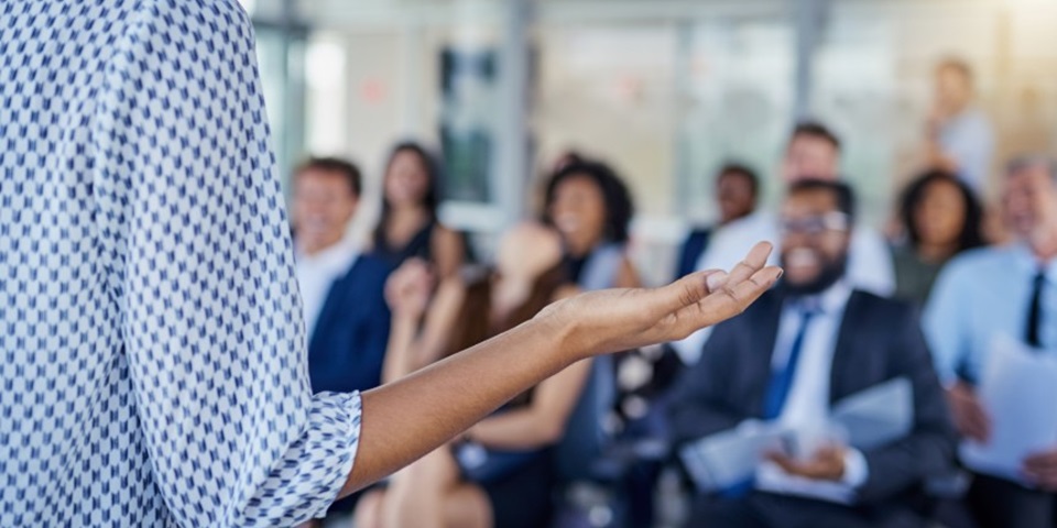 hands of a female conference speaker