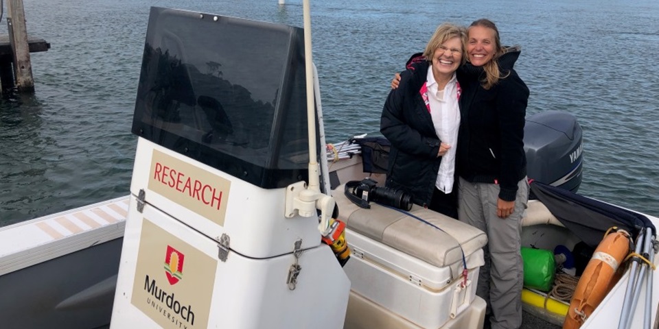 Lyn Beazley and Delphine Chabanne in the Murdoch research vessel