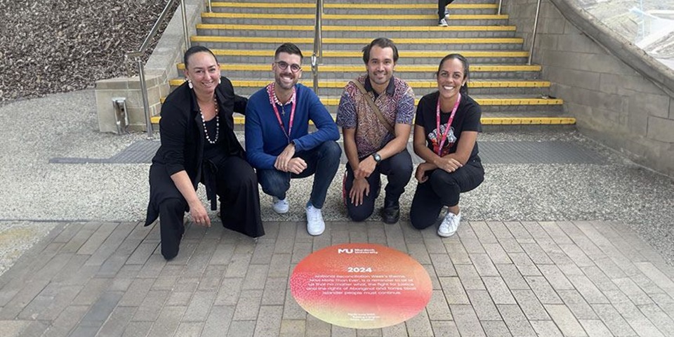 Chanelle van den Berg, Yohann Devezy, Jordan Ah Chee and Jenna Woods at the Reconciliation Walk