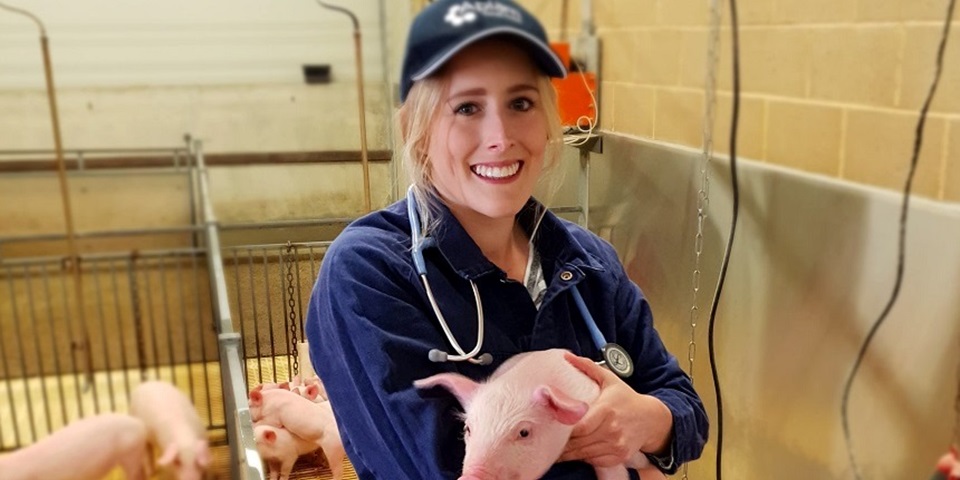 Issy Campbell with pig