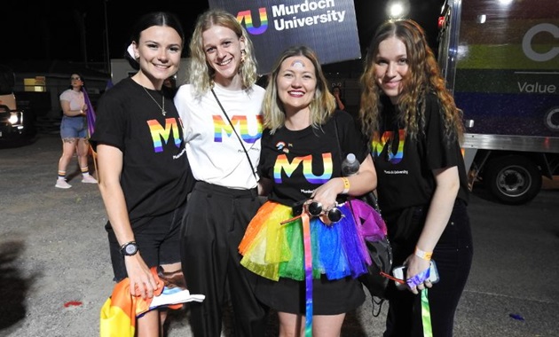 Group of students at staff at Pride Festival