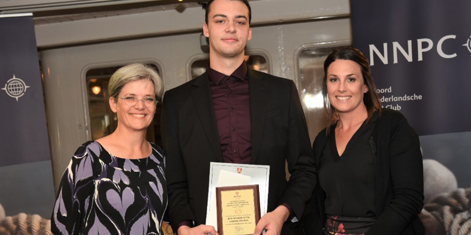 Reuben Pemberton-Ovens with Professor Kate Lewins and Michelle Barron