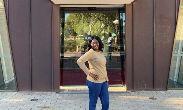 International student Sandra Sobok smiling and posing outside of Murdoch University