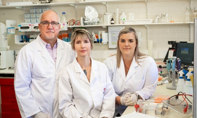 three researchers in a lab at Murdoch University