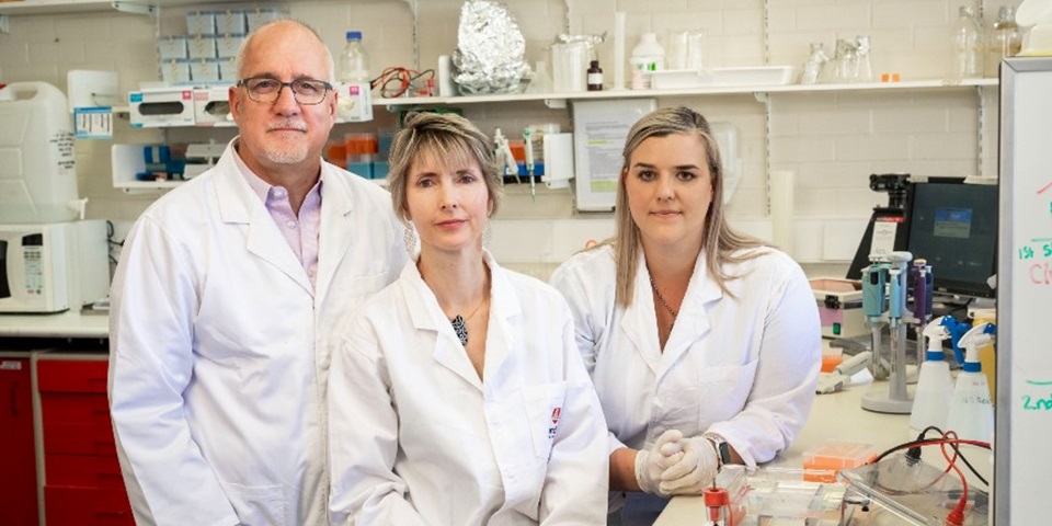 three researchers in a lab at Murdoch University